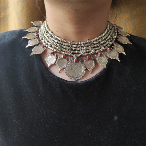 Handmade Gold Tone Coins Chokers And Earrings, Coins Jewelry Set, Jewelry Set, - Picture 7 of 10